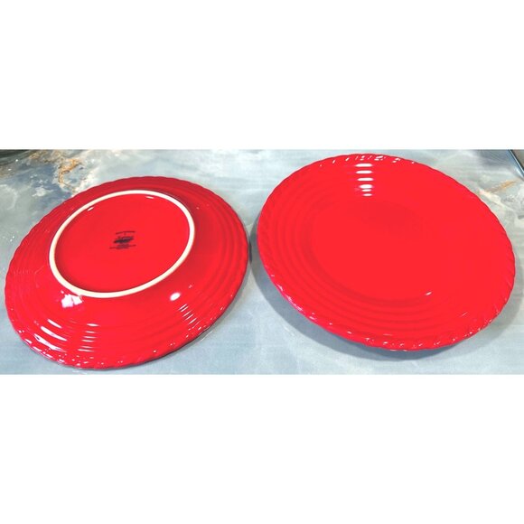 Red Artimino Tuscan Countryside RED Stoneware Plate Set - Picture 3 of 7